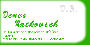 denes matkovich business card